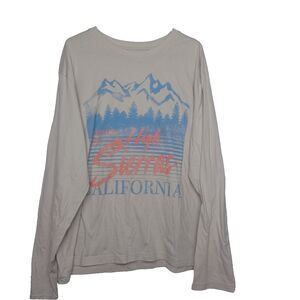 Retro Explore The High Sierras California Beige Long Sleeve Graphic T-Shirt XXL